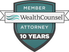 Logo Recognizing Beacon Legacy Law's affiliation with Wealth Counsel for 10 Years